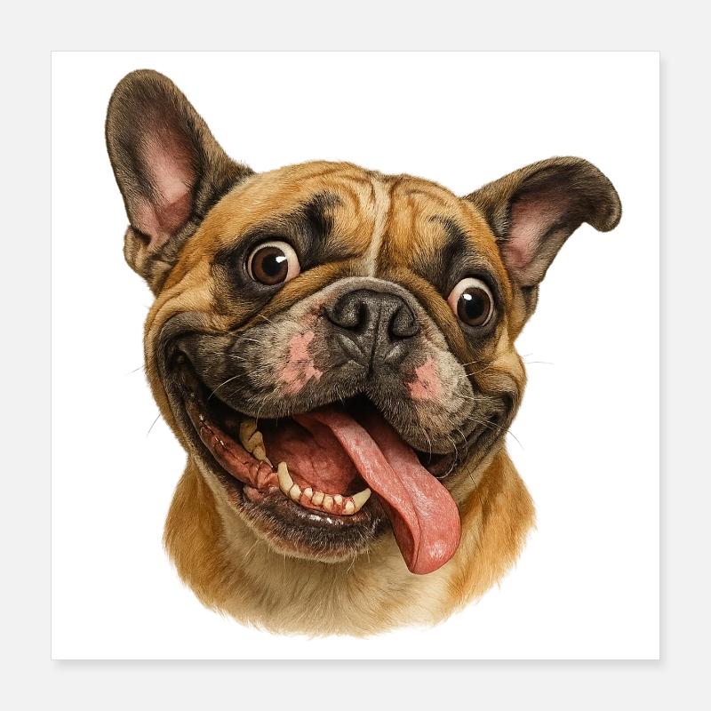 Tête de chien joyeuse avec langue Poster 40 x 40 cm