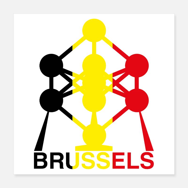 Atomium Brussels – Belgian Flag Colors Icon Poster 16" x 16" (40x40 cm)