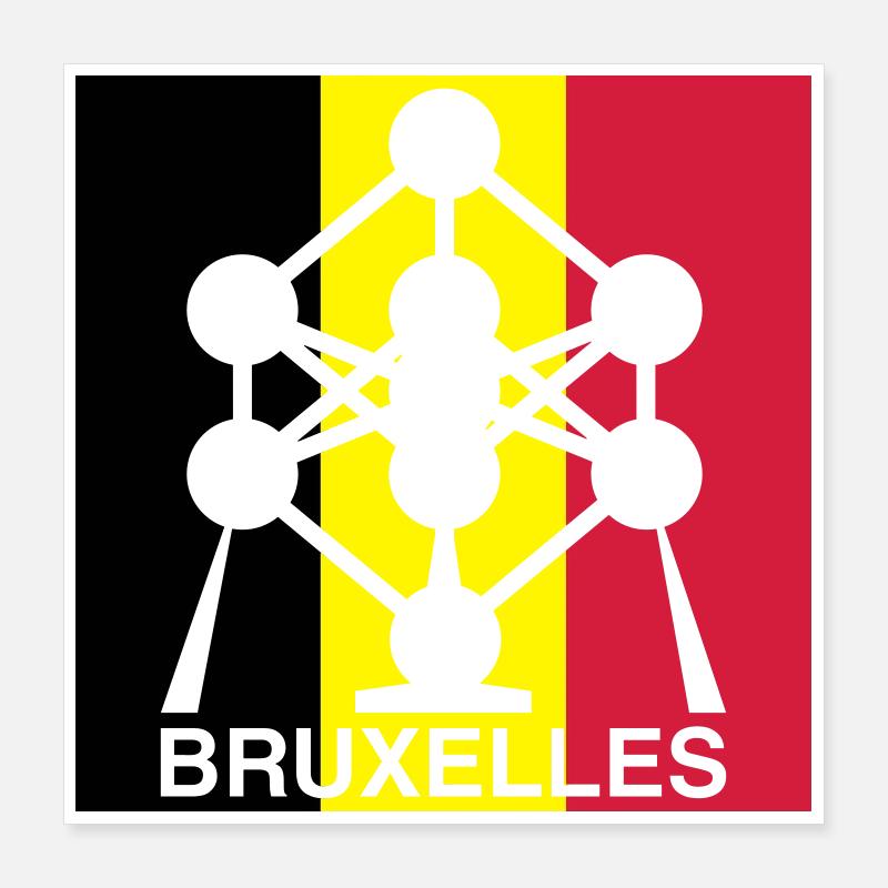 Atomium Brussels – Belgian Flag Square Design Poster 16" x 16" (40x40 cm)
