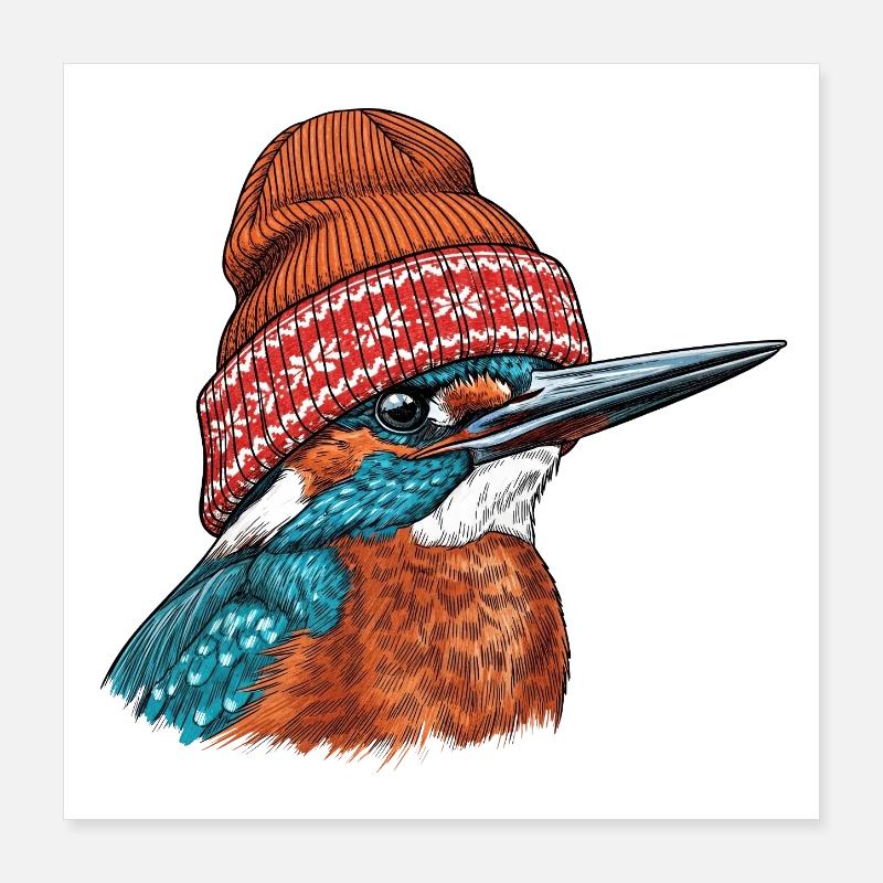 Eisvögel-Cozy Beanie Poster 40x40 cm