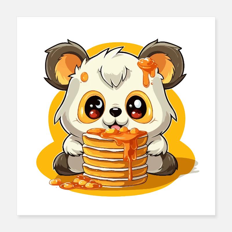 Caramel Panda Pancakes Poster 40 x 40 cm