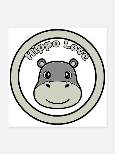 Hippo Love Hippo Logo Badge - Poster 40 x 40 cm - blanc - Devant