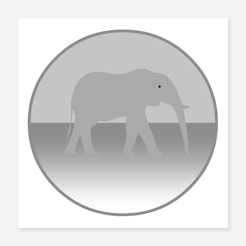 Éléphant Poster 40 x 40 cm