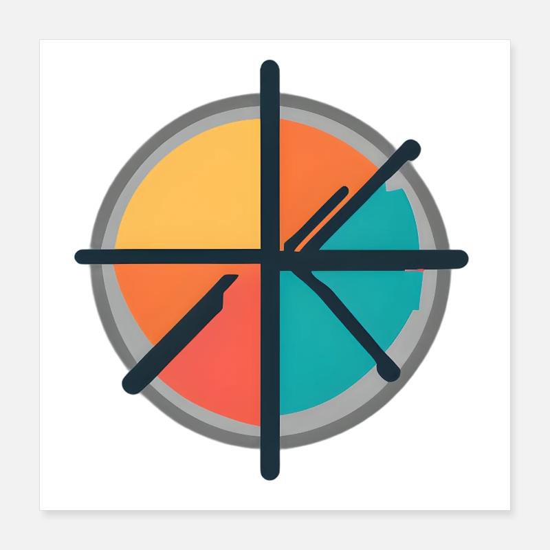 Minimal Geometric Circle Emblem Poster 40x40 cm