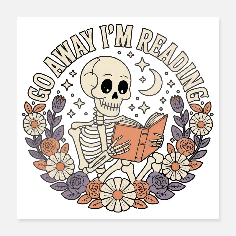 Je lis Skeleton with Florals Poster 40 x 40 cm