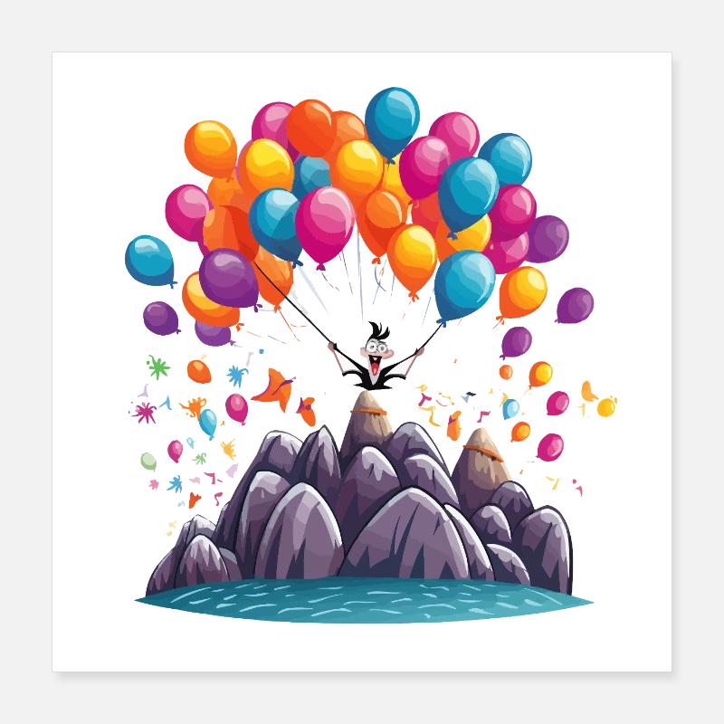 Mountain Balloon Magic Poster 16" x 16" (40x40 cm)
