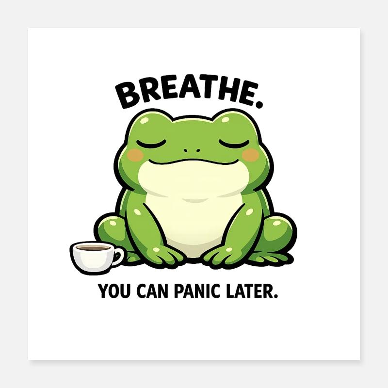 Grenouille à café de la tranquillité Poster 40 x 40 cm
