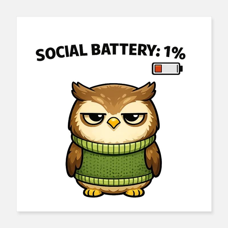 Pull hibou 1 % d’humour de batterie Poster 40 x 40 cm