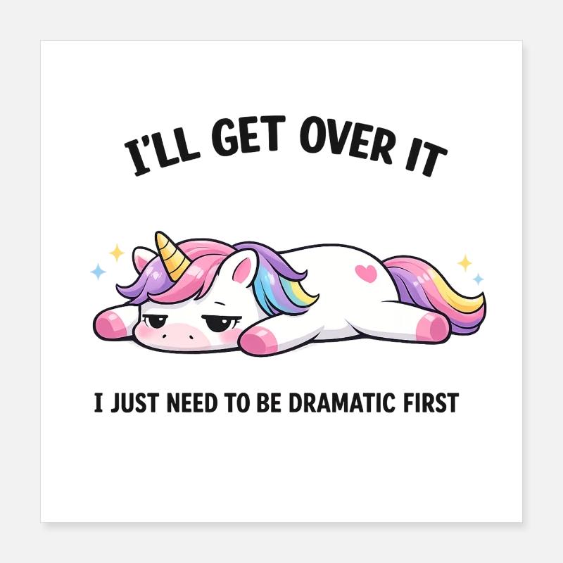 Schlafendes Einhorn Drama Spruch Poster 40x40 cm