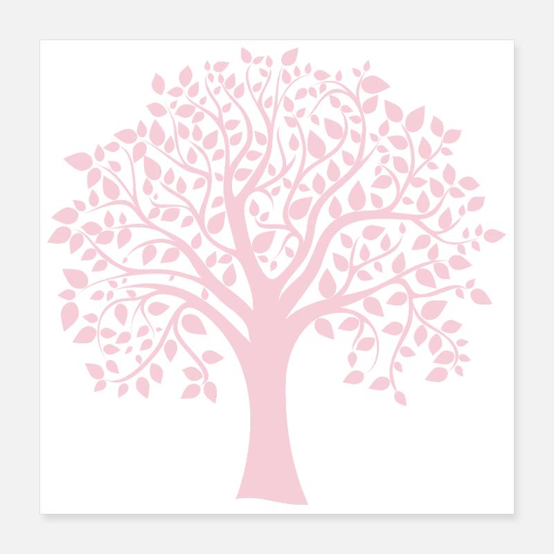 Silhouette icône Arbre Jumbo rose imprimé Poster 40 x 40 cm