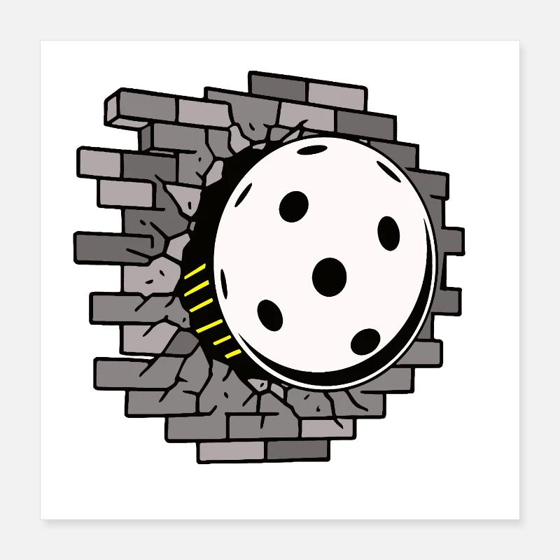 Floorball, Wall Breakthrough - Poster 16" x 16" (40x40 cm) - white
