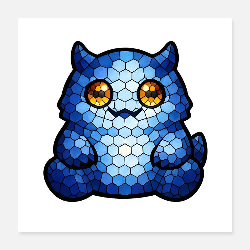 Œil bleu de chat mosaïque Poster 40 x 40 cm