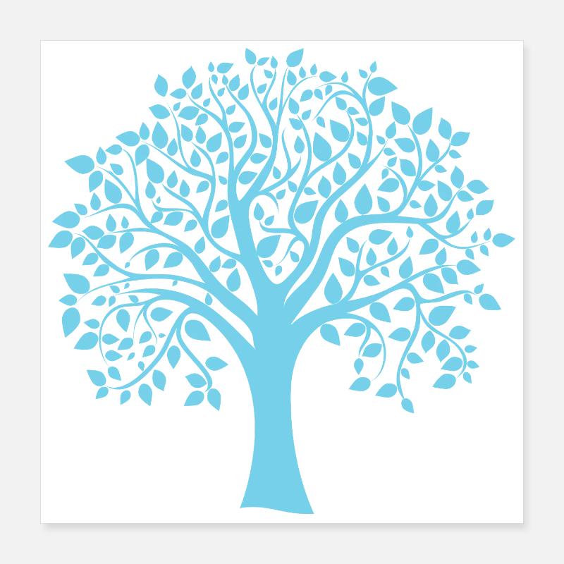Silhouette icône bleue d’arbre jumbo imprimé Poster 40 x 40 cm