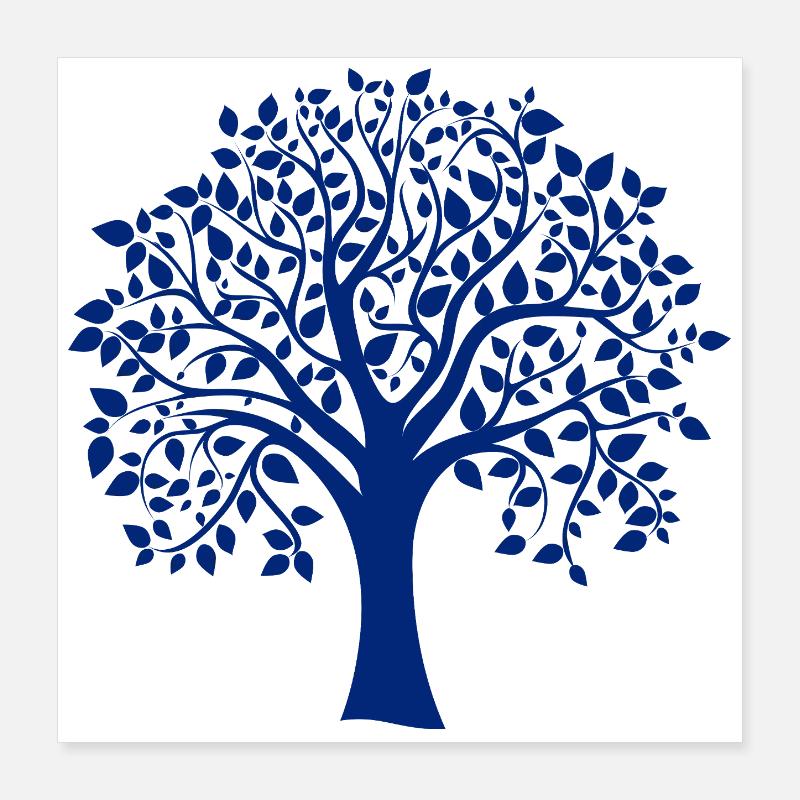 Silhouette de base bleue à imprimé Jumbo Tree Poster 40 x 40 cm