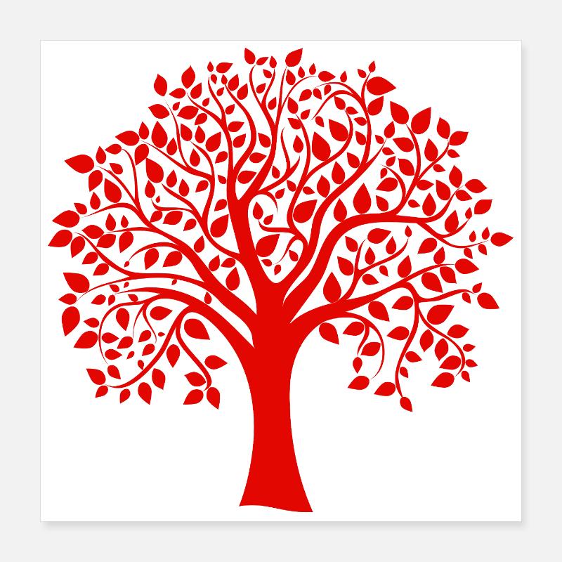 Rote Jumbo-Baum-Print-Silhouette Poster 40x40 cm