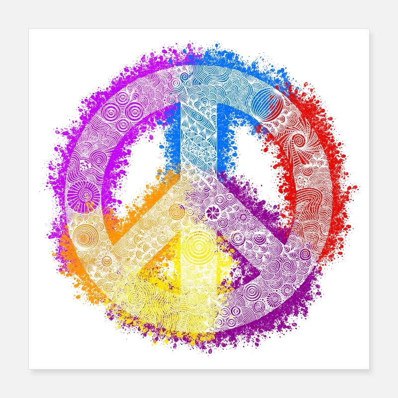 Zentangle Peace Sign Poster 16" x 16" (40x40 cm)