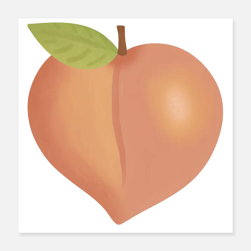 Pfirsich mit Blatt Poster 40x40 cm