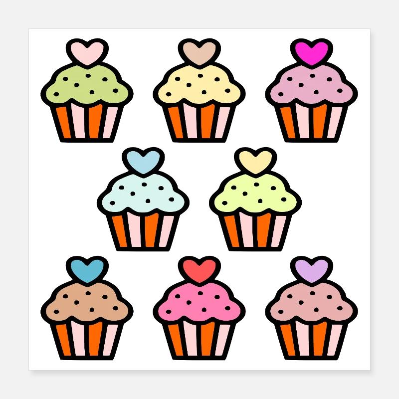 Muffins de gâteau d’anniversaire Poster 40 x 40 cm