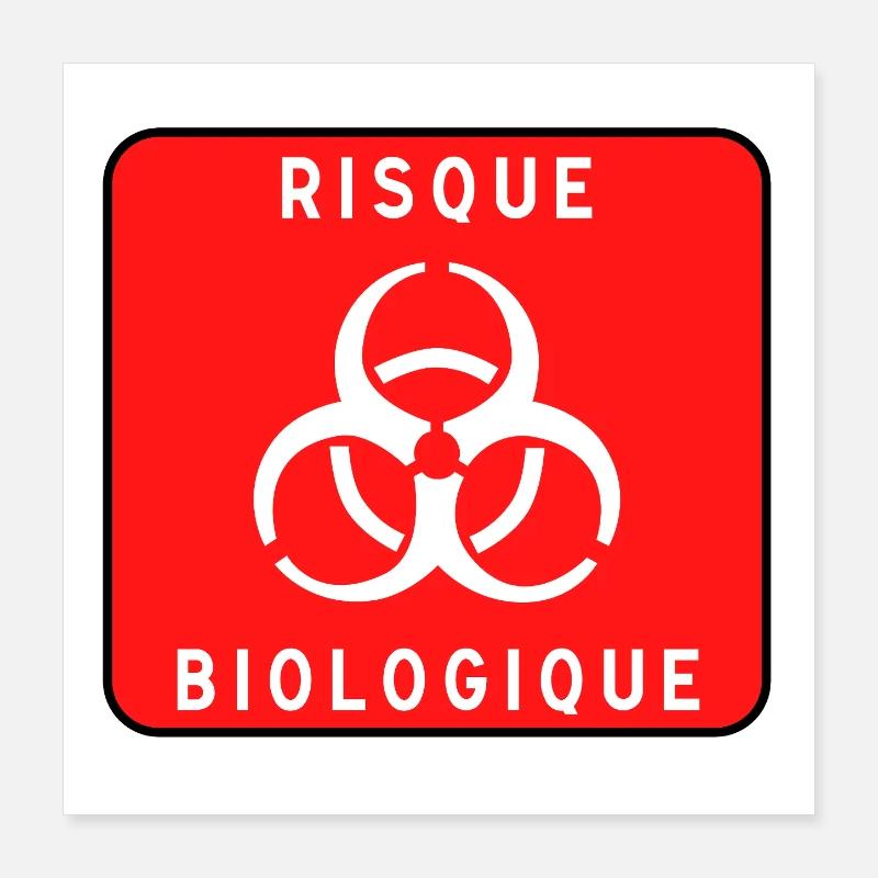 Panneau danger biologique, risque infectieux, mati Poster 40 x 40 cm