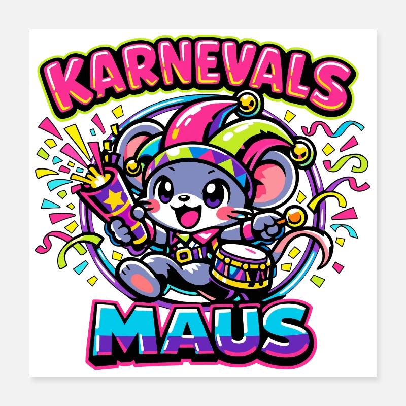 Karnevalsmaus Karneval Kostüm Poster 40x40 cm