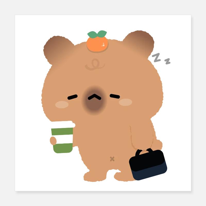 Müde Capybara mit Kaffee Poster 40x40 cm