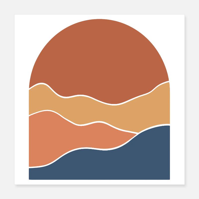 Warm Horizon Layers Poster 40x40 cm