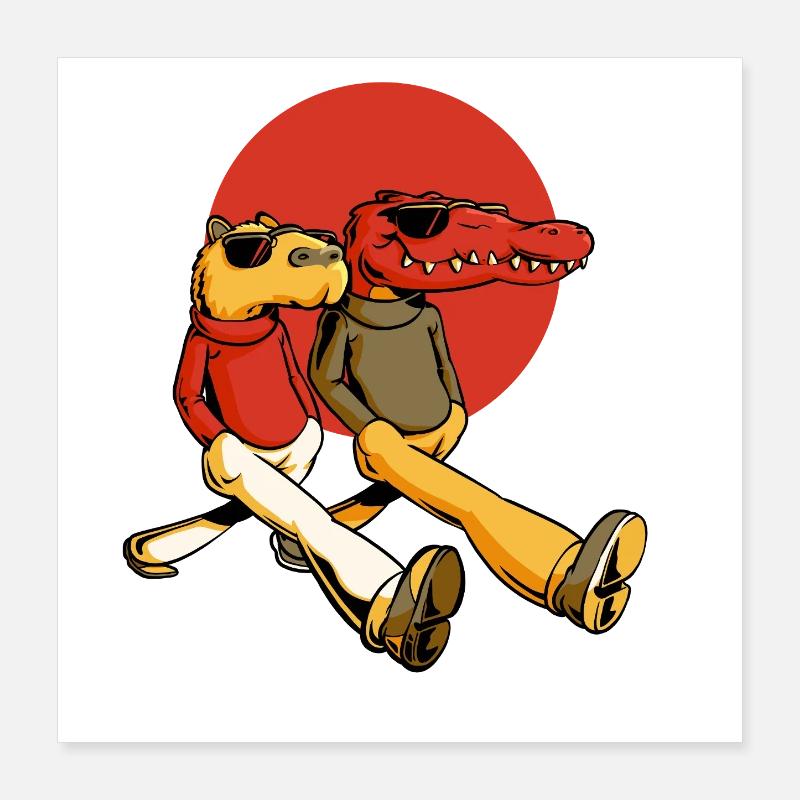 Capybara und Gator Poster 40x40 cm
