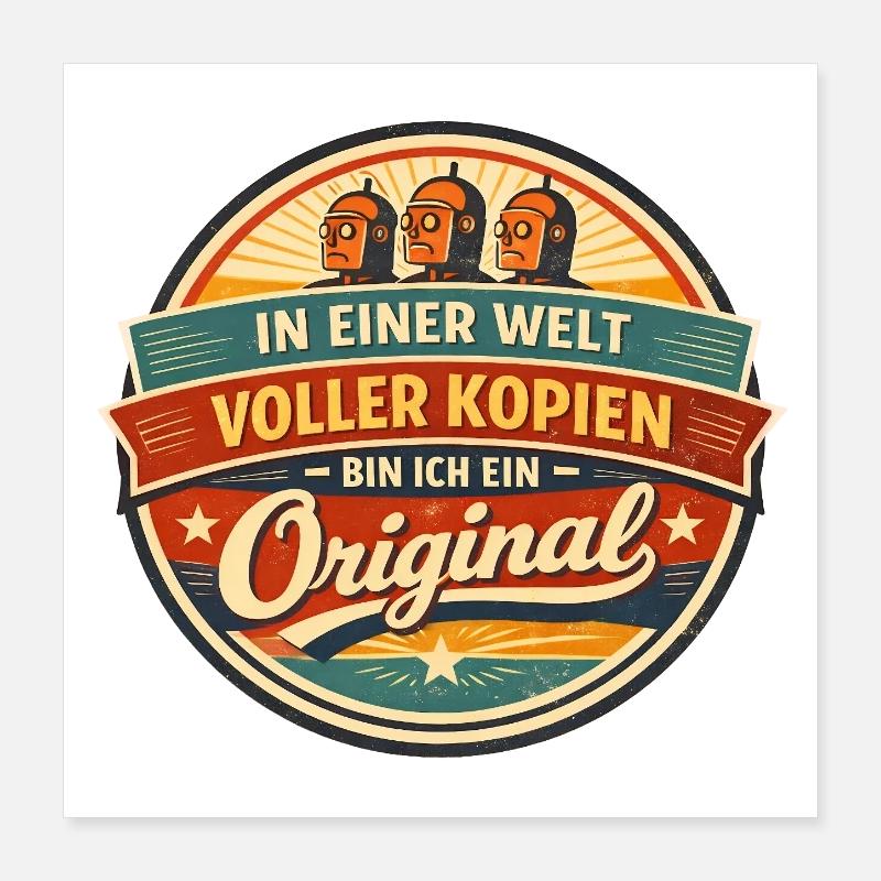 In einer Welt voller Kopien bin ich ein Original. Poster 40x40 cm
