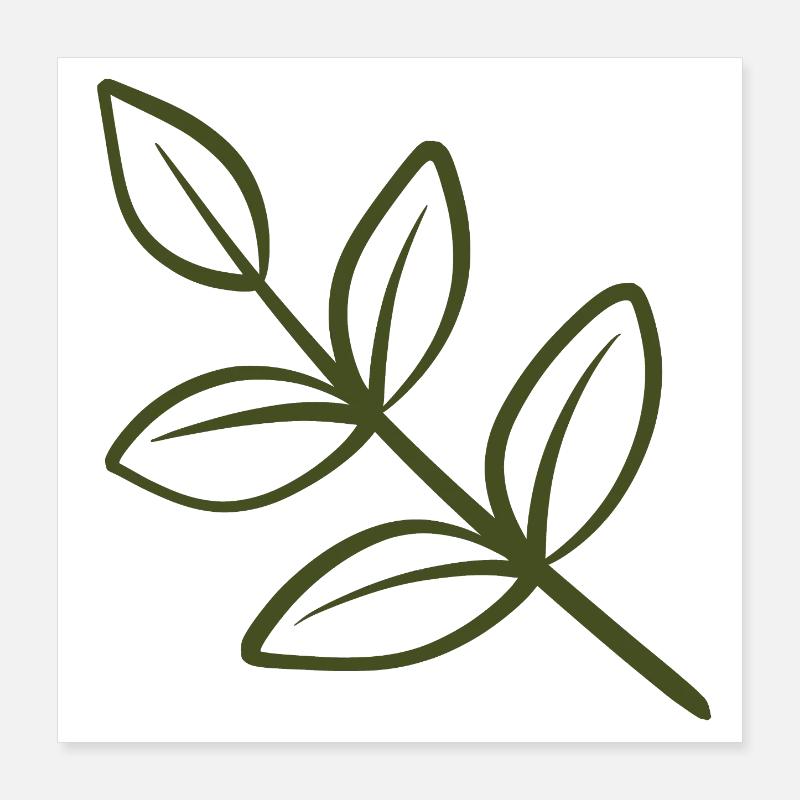 Art de lignes de feuilles Poster 40 x 40 cm