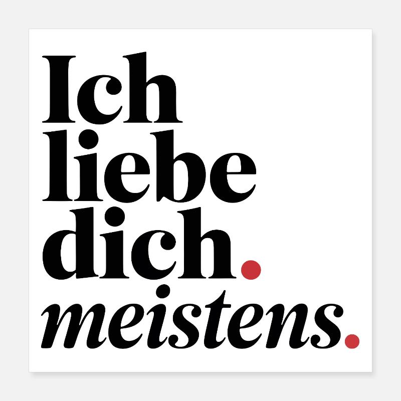 I Love You Mostly - Typography Red Accent Poster 16" x 16" (40x40 cm)