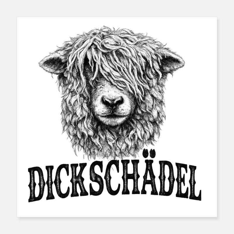 Witziges Schaf Dickschädel Poster 40x40 cm