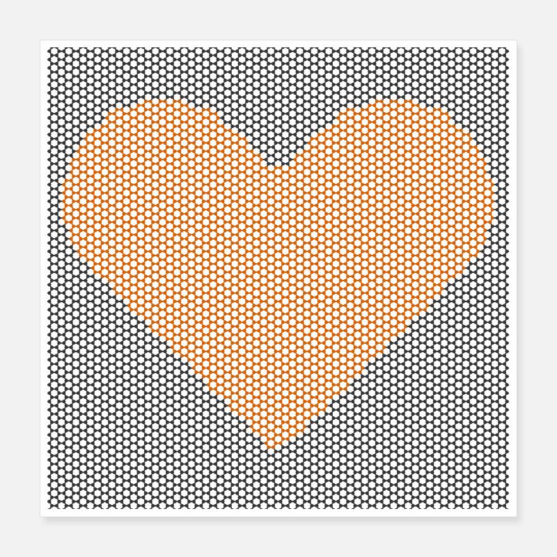Pointillist Heart Mosaic, hinter Graphen-Stäben Poster 40x40 cm