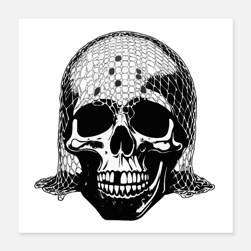 Schädel mit Netzschleier Poster 40x40 cm