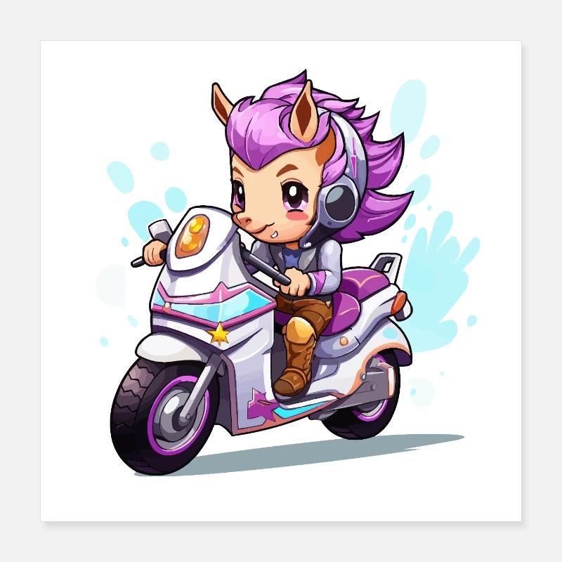 Héroïne moto Chibi Poster 40 x 40 cm