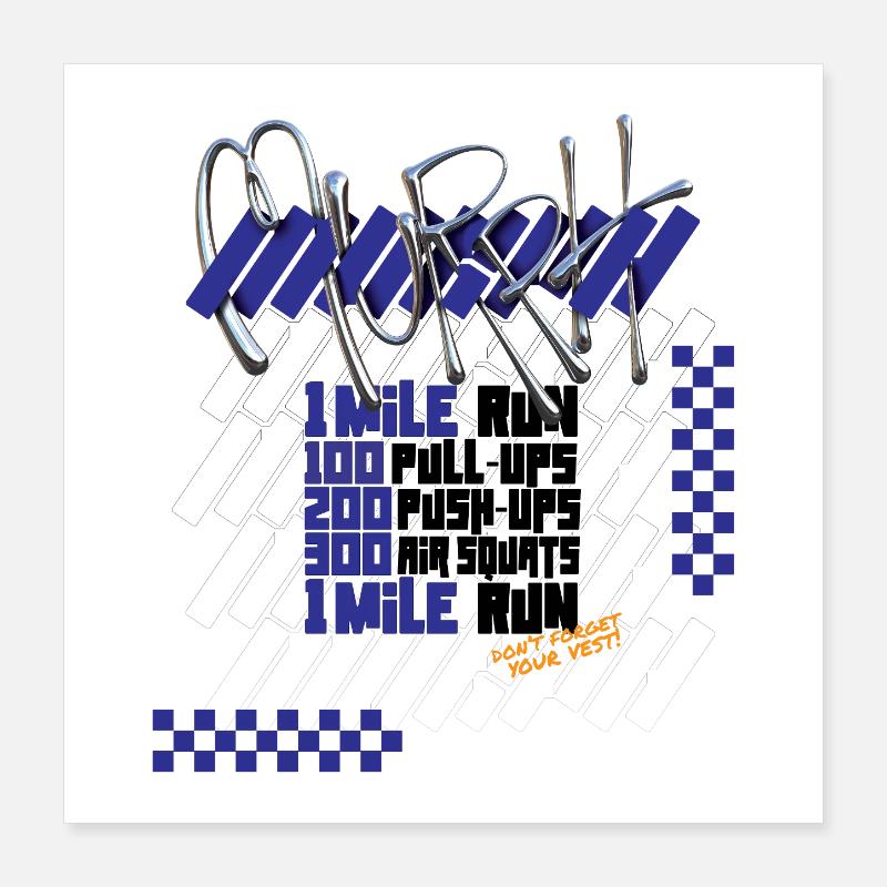 Murph Hero WOD Cross-Training dunkle grafische Version Grafik Poster 40x40 cm