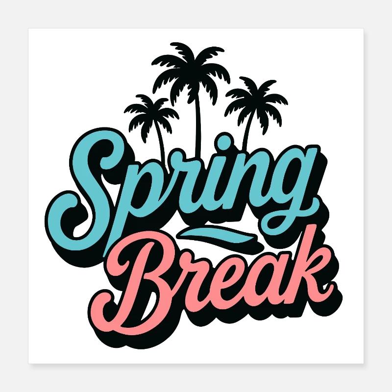 Spring Break Palmen Retro Urlaub Party Poster 40x40 cm