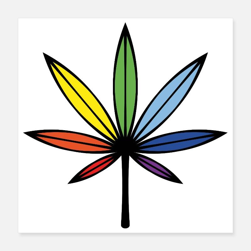 Cannabis / Marijuana / Hemp (Outline / Rainbow) Poster 16" x 16" (40x40 cm)