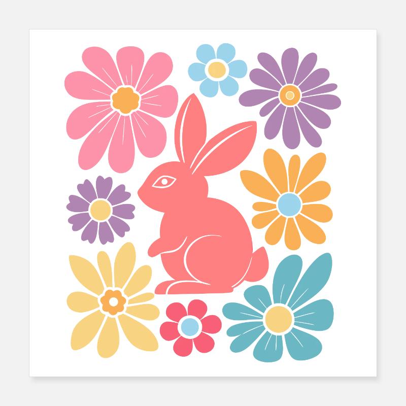 Joyeux lapin de Pâques Boho Poster 40 x 40 cm