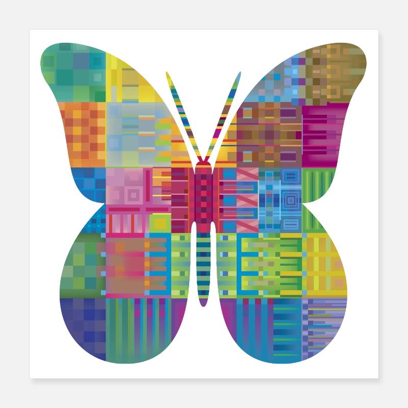 Colorful Patchwork Butterfly Poster 16" x 16" (40x40 cm)