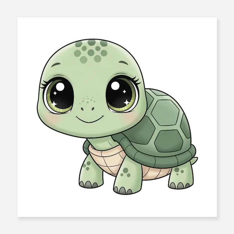 Mintgrüne Kuschelturtle Poster 40x40 cm