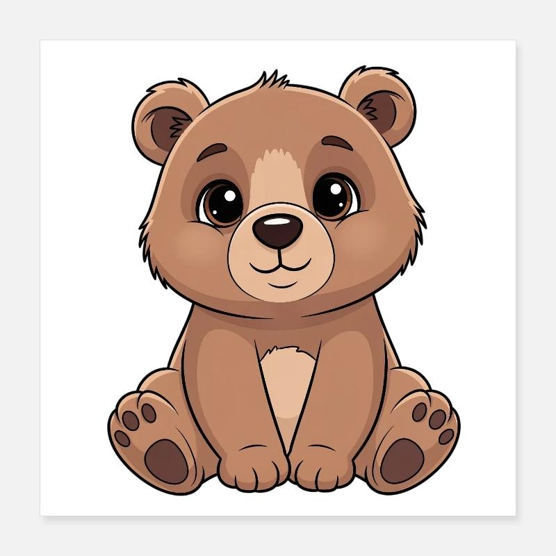 Cuddly Bear Cartoon - Cute Brown Poster 16" x 16" (40x40 cm)