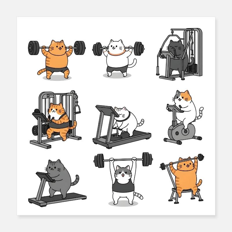 Journée des jambes avec Chat Chat Poster 40 x 40 cm