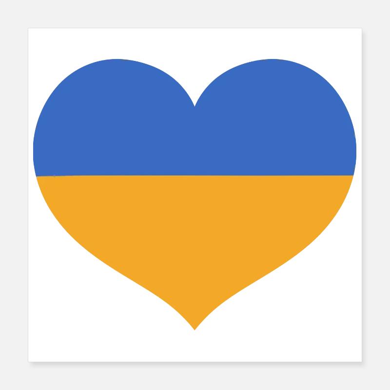 Cœur du drapeau aux couleurs ukrainiennes Poster 40 x 40 cm