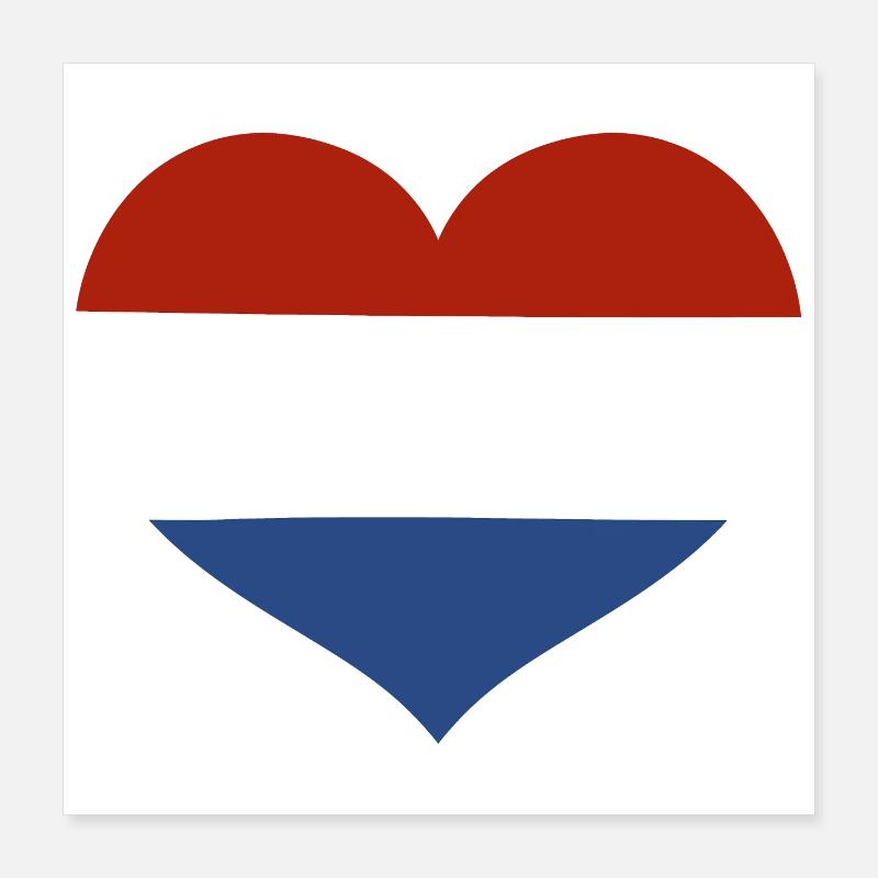 Netherlands Flag Heart Poster 16" x 16" (40x40 cm)