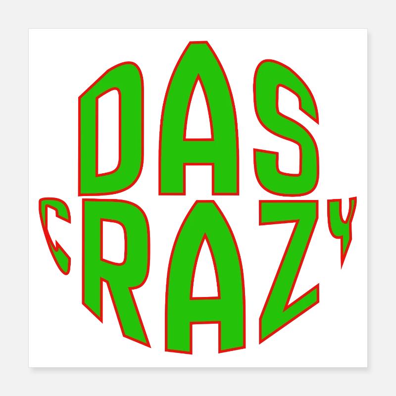 Das Crazy Grüne Comic-Schrift Design Poster 40x40 cm