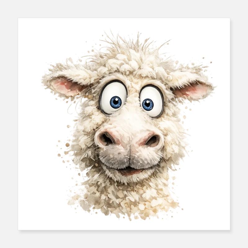 Pop du dessin animé Mouton rieur Poster 40 x 40 cm