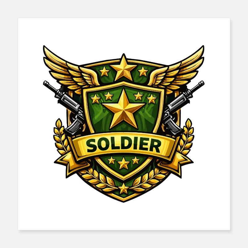 Soldier Shield with Stars and Wings Poster 16" x 16" (40x40 cm)