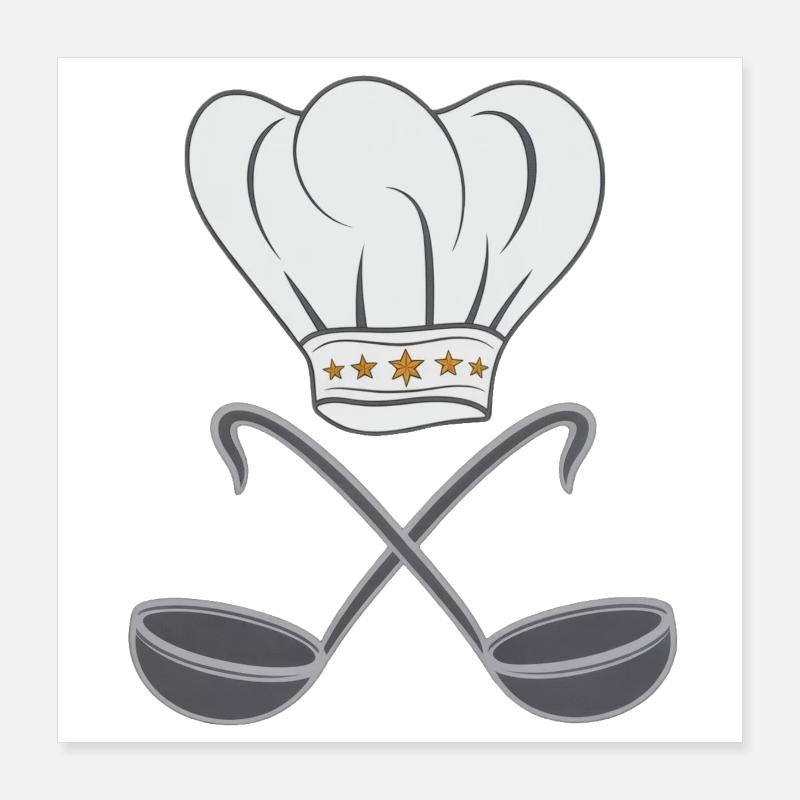 Chapeau de chef, cuillère Poster 40 x 40 cm