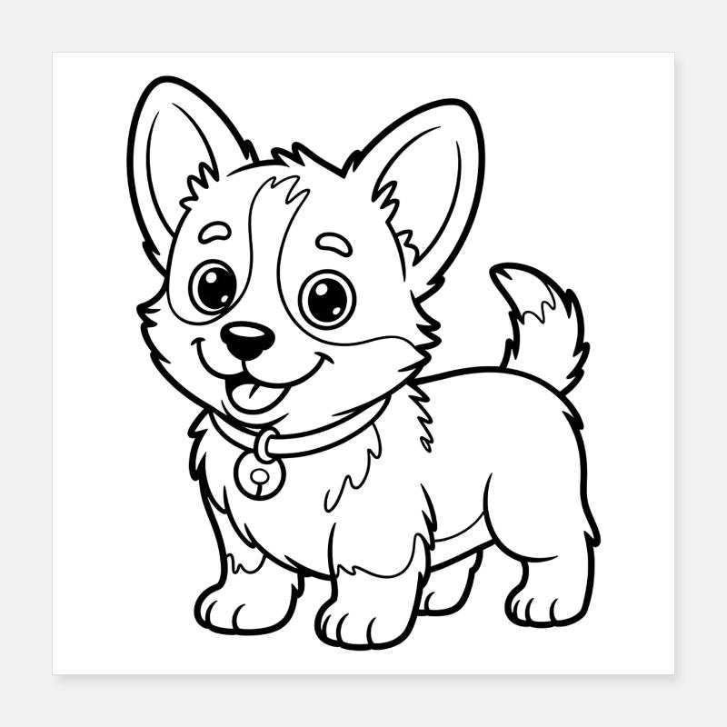 Dessin de lignes Small Chow Pup Poster 40 x 40 cm