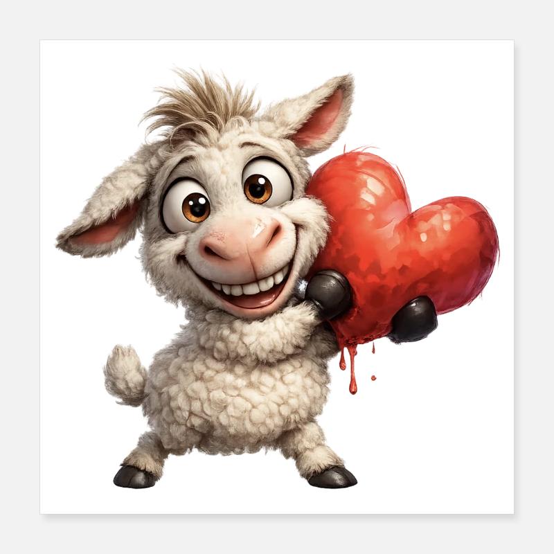 Heart-friendly sheep Poster 16" x 16" (40x40 cm)